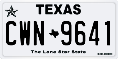TX license plate CWN9641