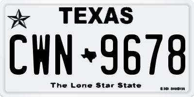 TX license plate CWN9678