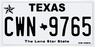 TX license plate CWN9765
