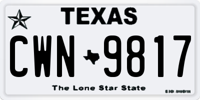 TX license plate CWN9817