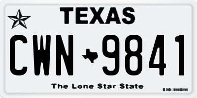 TX license plate CWN9841