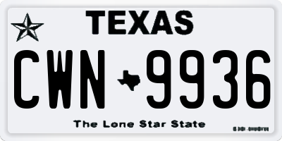 TX license plate CWN9936