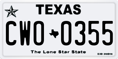 TX license plate CWO0355