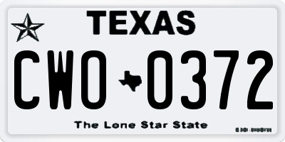 TX license plate CWO0372