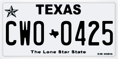 TX license plate CWO0425