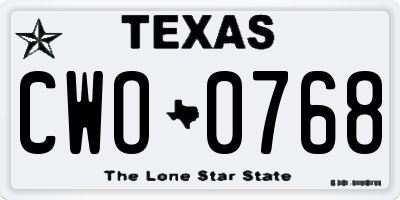 TX license plate CWO0768