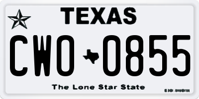 TX license plate CWO0855