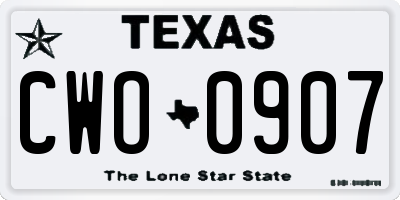 TX license plate CWO0907