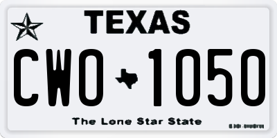 TX license plate CWO1050