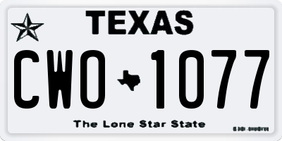 TX license plate CWO1077