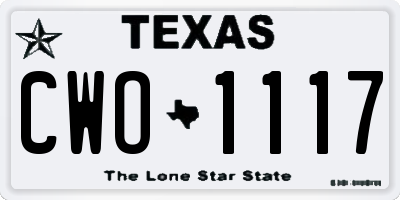 TX license plate CWO1117