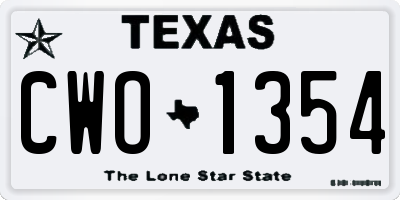 TX license plate CWO1354