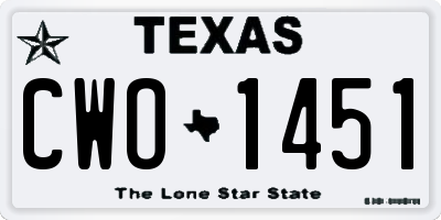 TX license plate CWO1451
