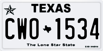 TX license plate CWO1534