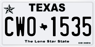 TX license plate CWO1535