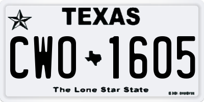 TX license plate CWO1605