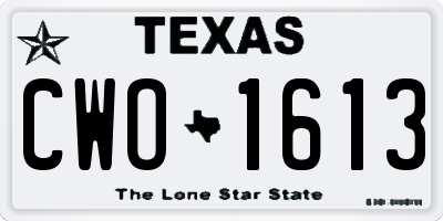 TX license plate CWO1613