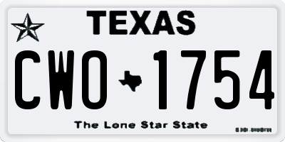 TX license plate CWO1754