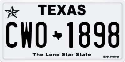 TX license plate CWO1898