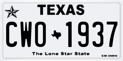 TX license plate CWO1937
