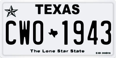 TX license plate CWO1943
