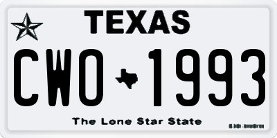 TX license plate CWO1993