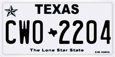TX license plate CWO2204