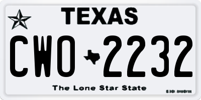 TX license plate CWO2232