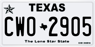 TX license plate CWO2905