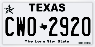 TX license plate CWO2920