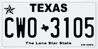 TX license plate CWO3105