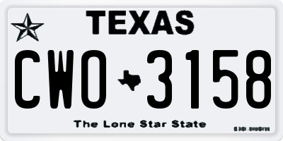 TX license plate CWO3158
