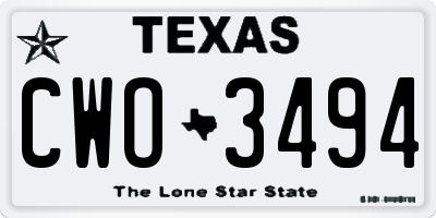 TX license plate CWO3494