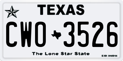 TX license plate CWO3526