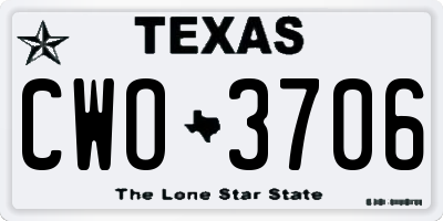 TX license plate CWO3706