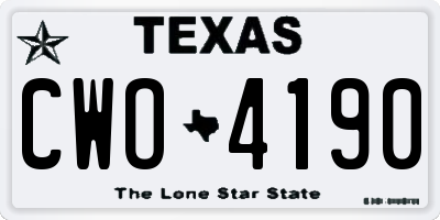 TX license plate CWO4190