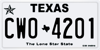 TX license plate CWO4201