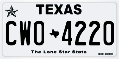 TX license plate CWO4220