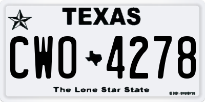 TX license plate CWO4278