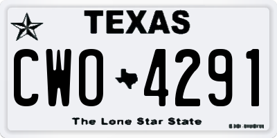 TX license plate CWO4291