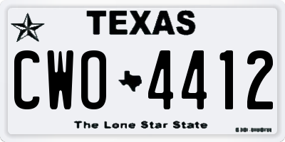 TX license plate CWO4412
