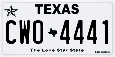 TX license plate CWO4441
