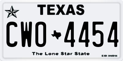 TX license plate CWO4454