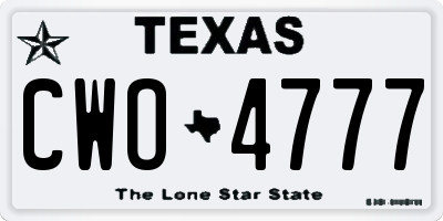 TX license plate CWO4777