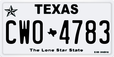 TX license plate CWO4783