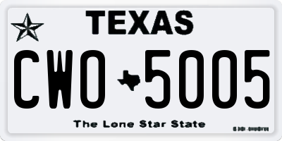 TX license plate CWO5005
