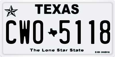TX license plate CWO5118