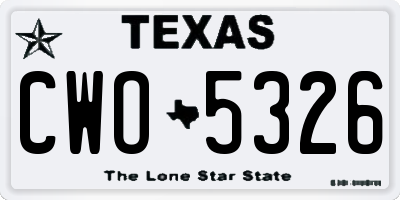 TX license plate CWO5326