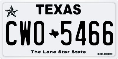 TX license plate CWO5466
