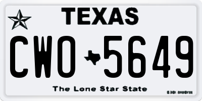 TX license plate CWO5649